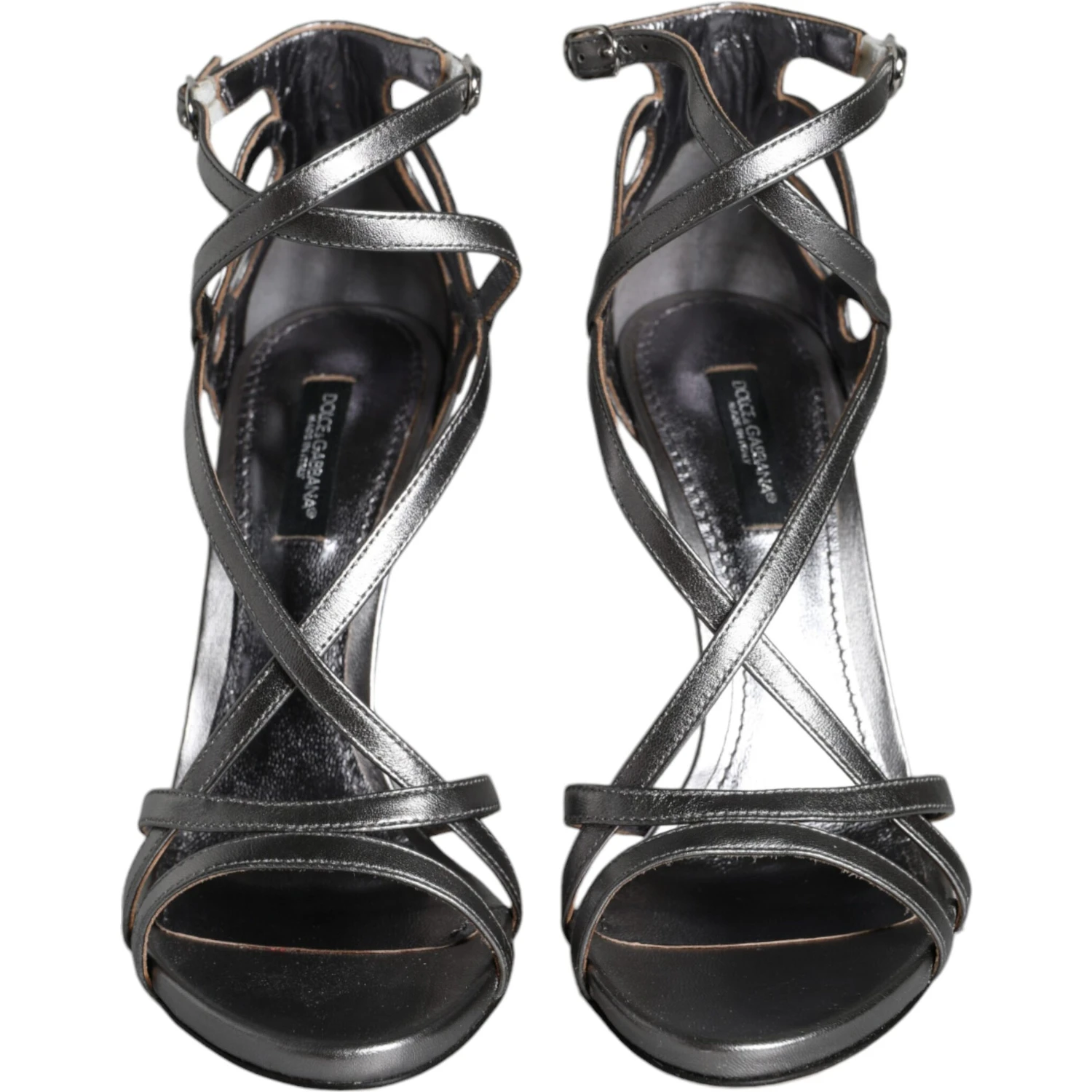 Silver Keira Leather Heels Sandals Shoes
