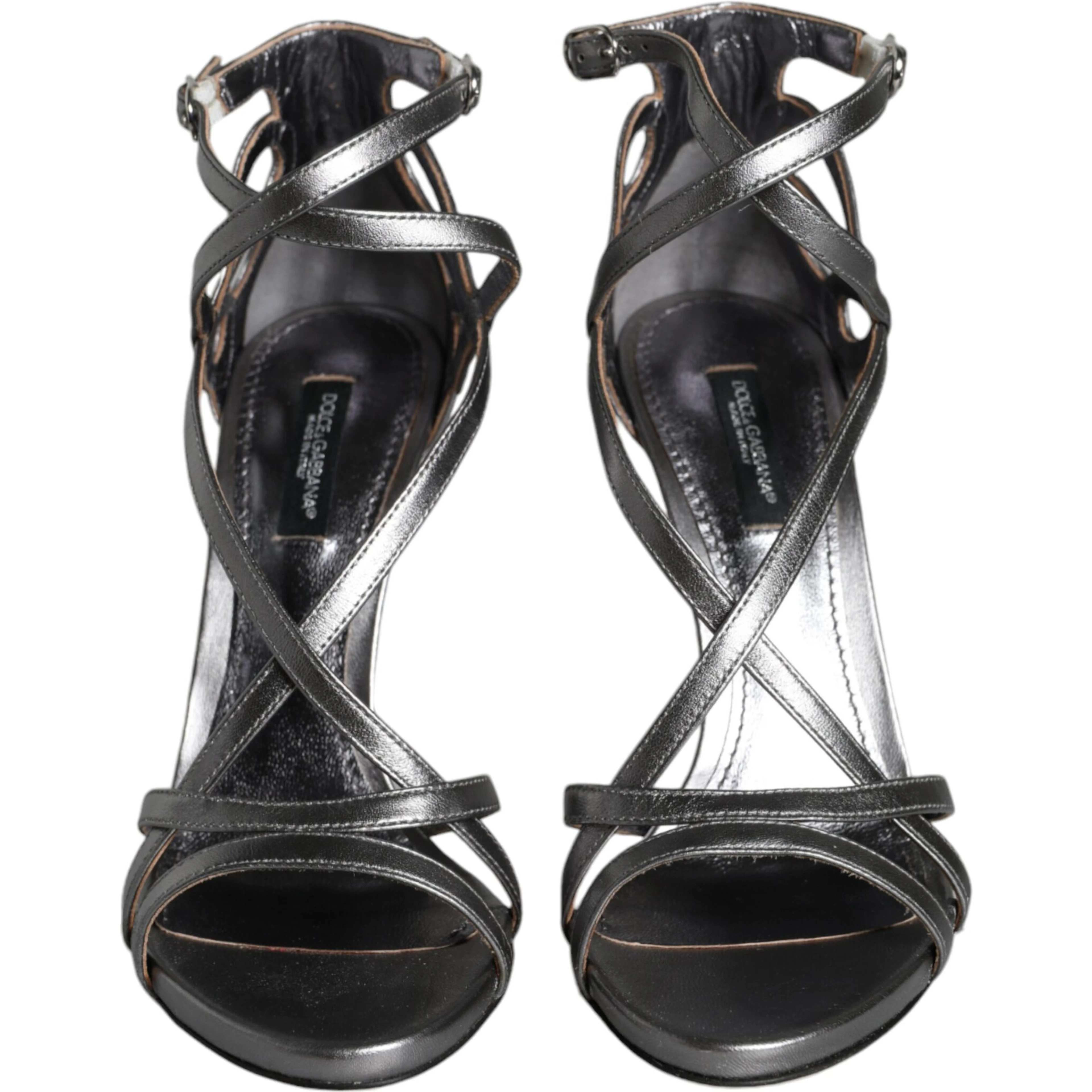 Silver Keira Leather Heels Sandals Shoes