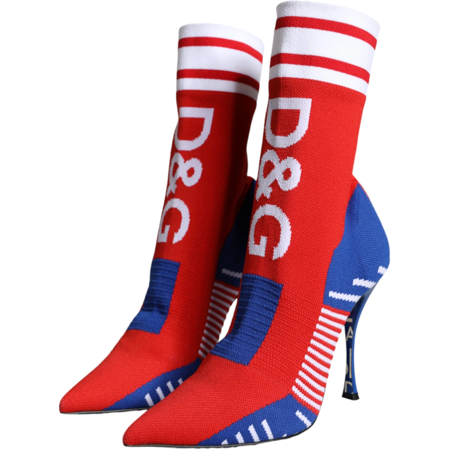 Red Blue Stretch Sock Style Ankle Boots Logo Shoes