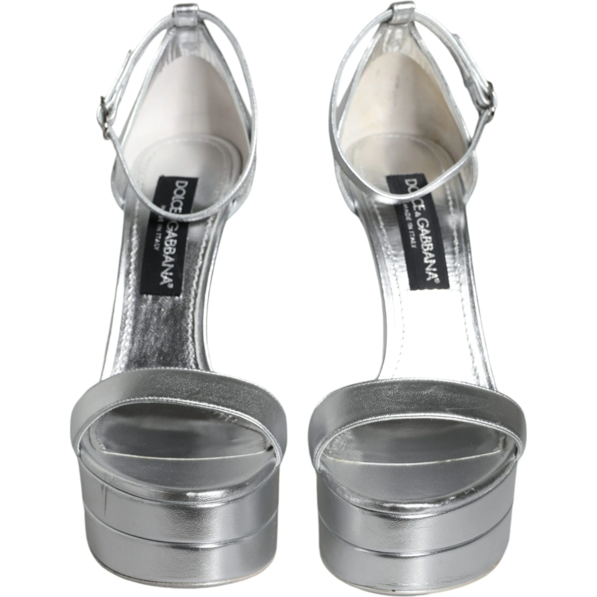 Silver Leather Platform Keira Sandals Shoes