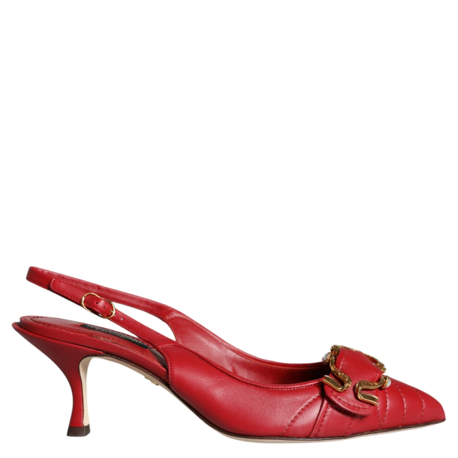 Red Devotion Leather Heels Slingback Shoes