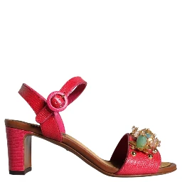 Fuchsia Leather Embellished Keira Sandals Shoes