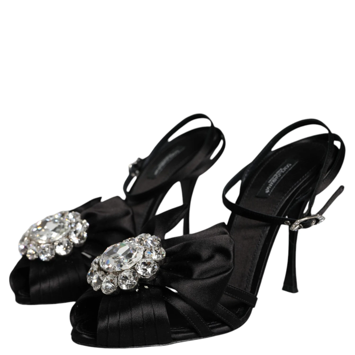 Black Crystal Ankle Strap Sandals Shoes