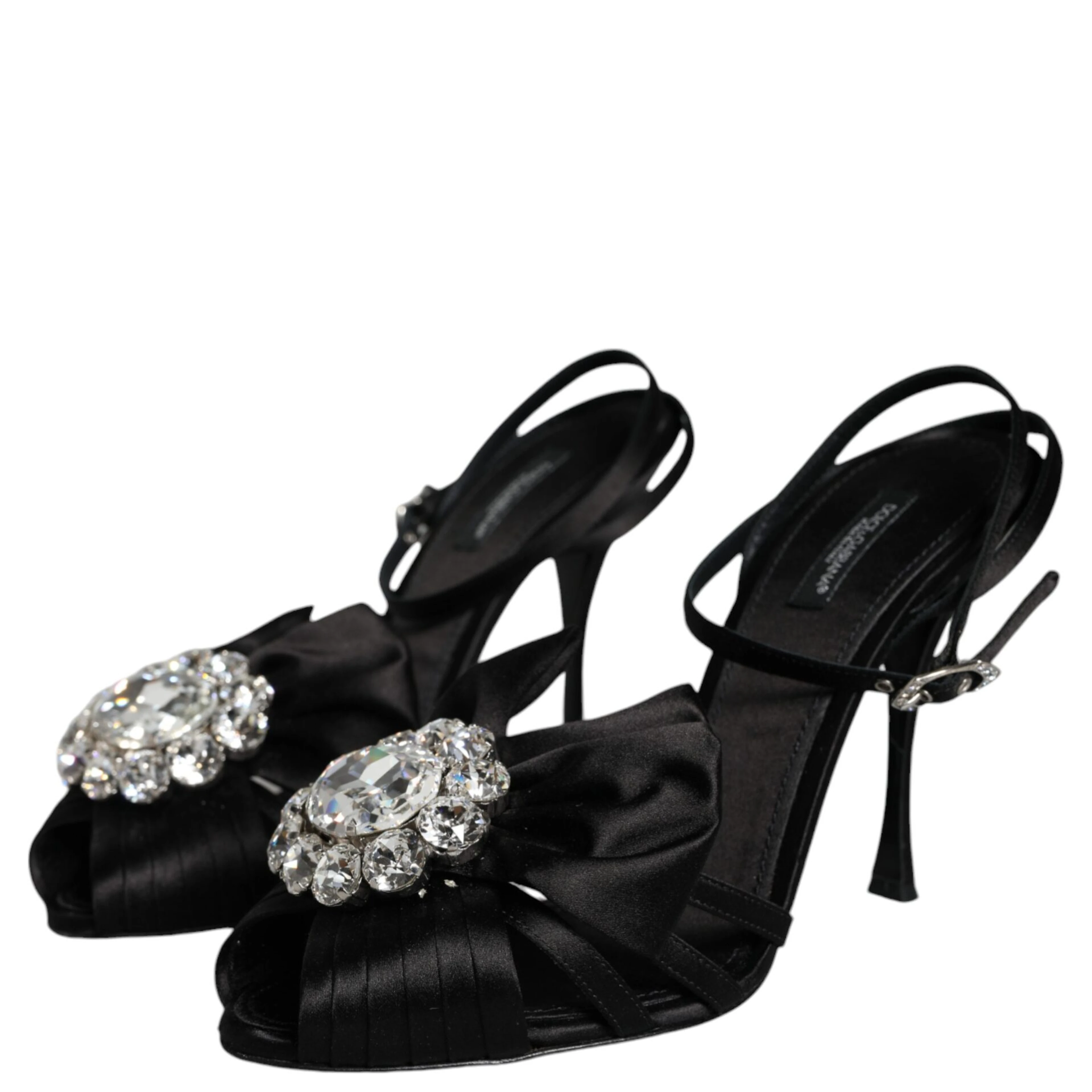 Black Crystal Ankle Strap Sandals Shoes