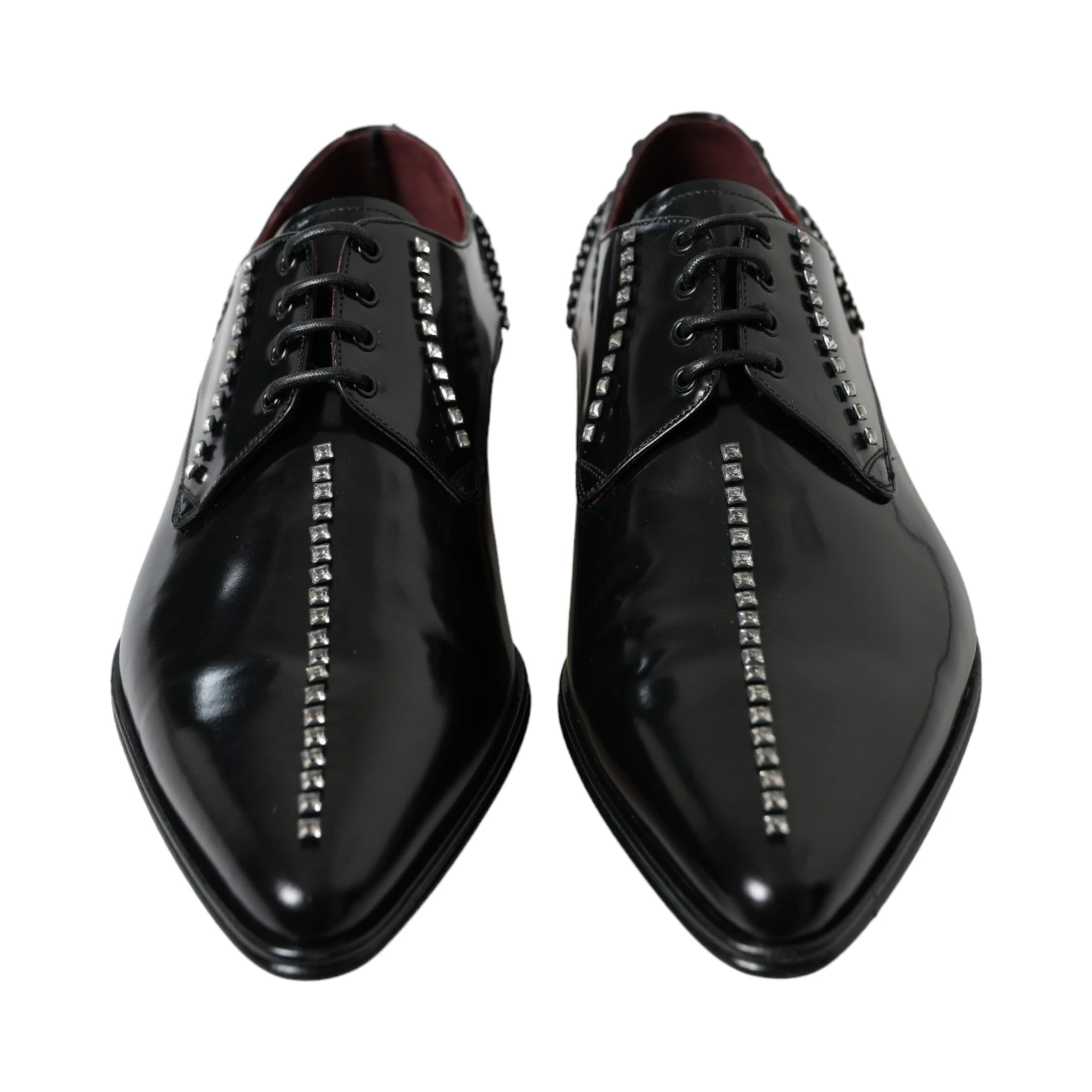 Black Leather Crystal Dress Formal Shoes