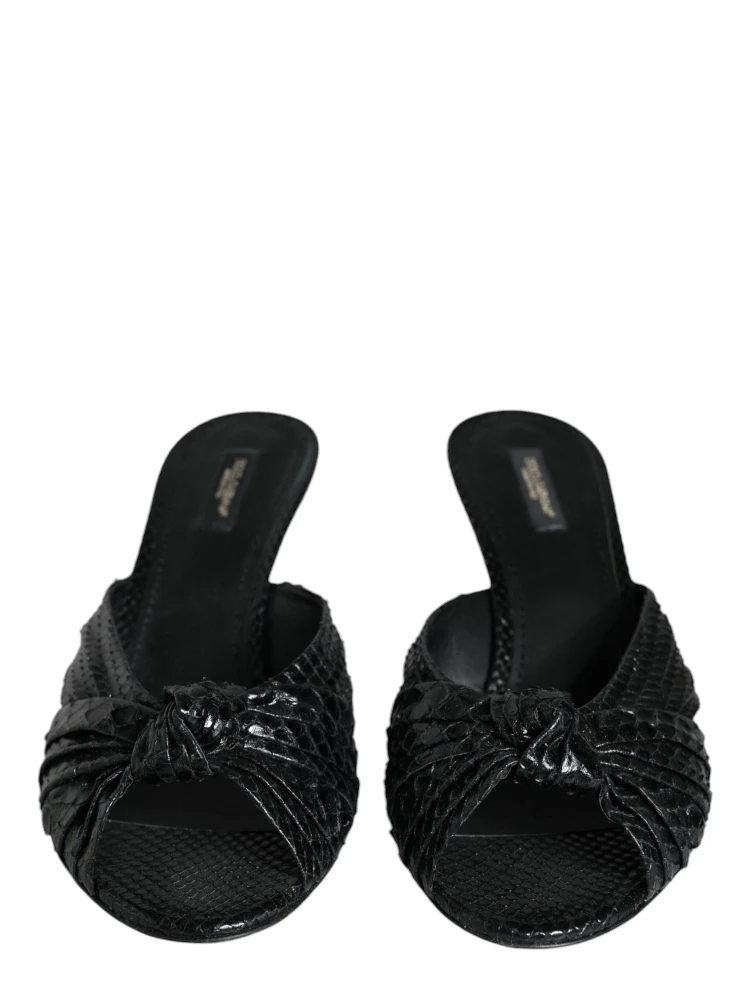 Black Leather Heels Slides Sandals Shoes alternative