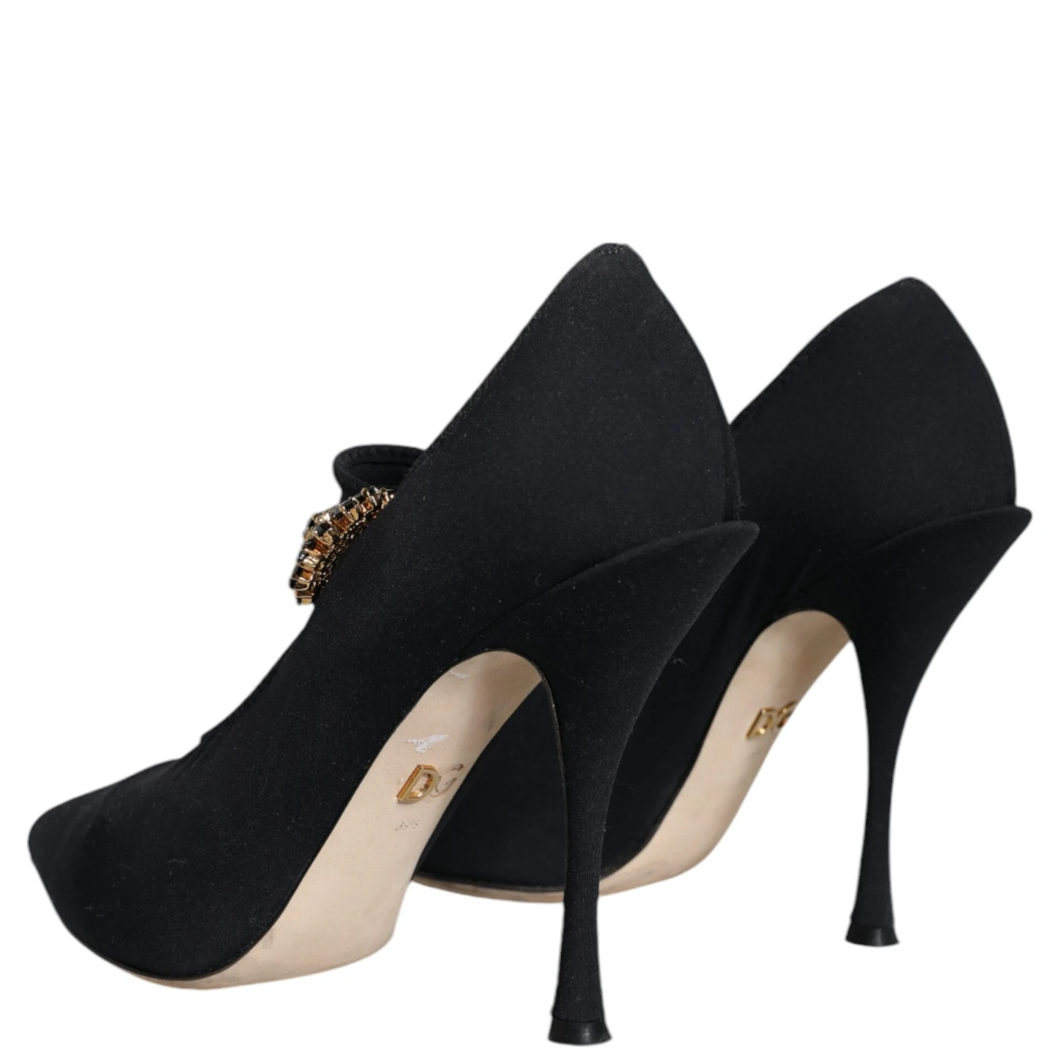 Black Mary Jane Jersey Crystal Pumps Shoes