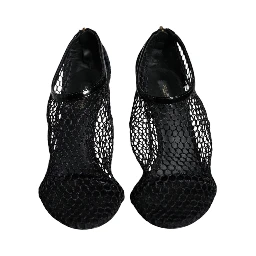 Black Mesh Leather Heels Keira Sandals Shoes