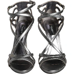 Silver Keira Leather Heels Sandals Shoes