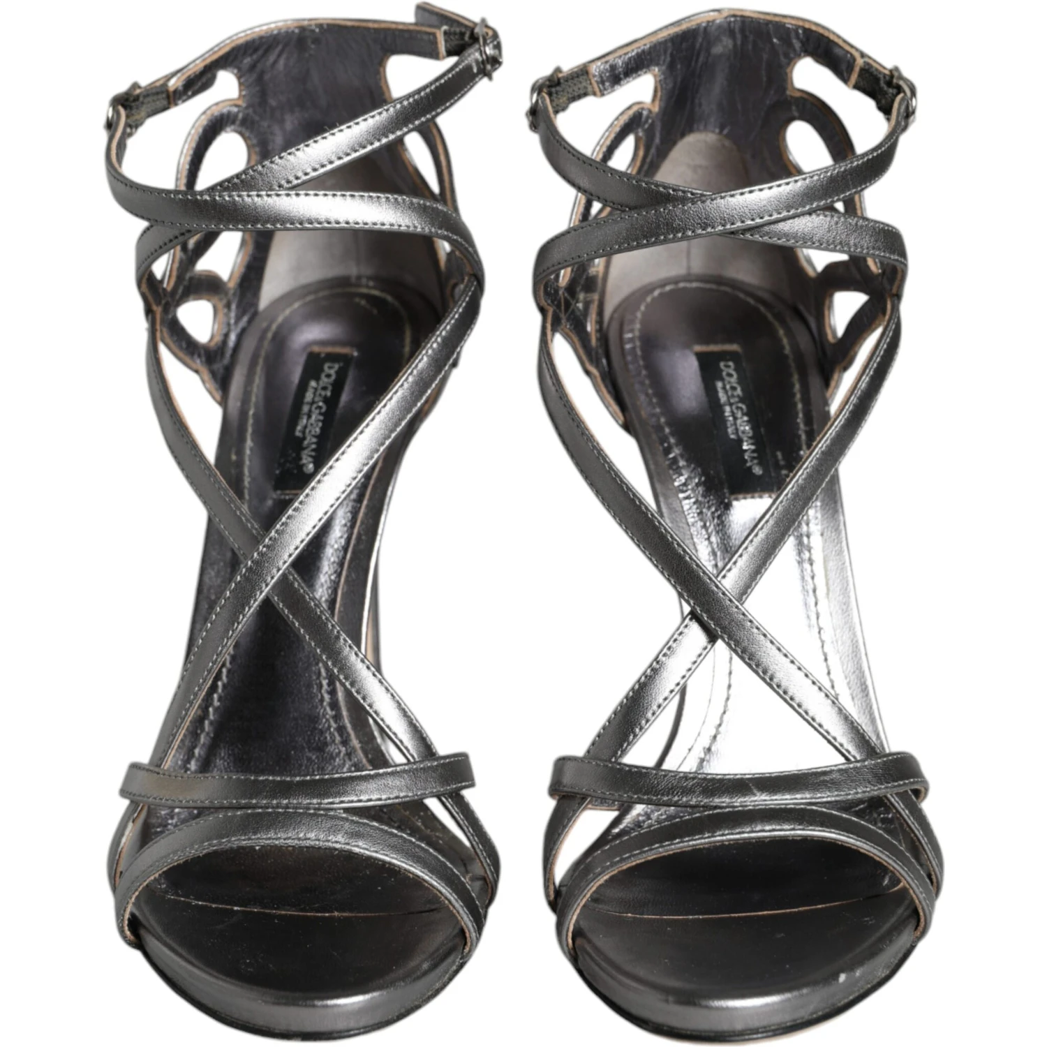 Silver Keira Leather Heels Sandals Shoes