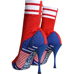 Red Blue Stretch Sock Style Ankle Boots Logo Shoes