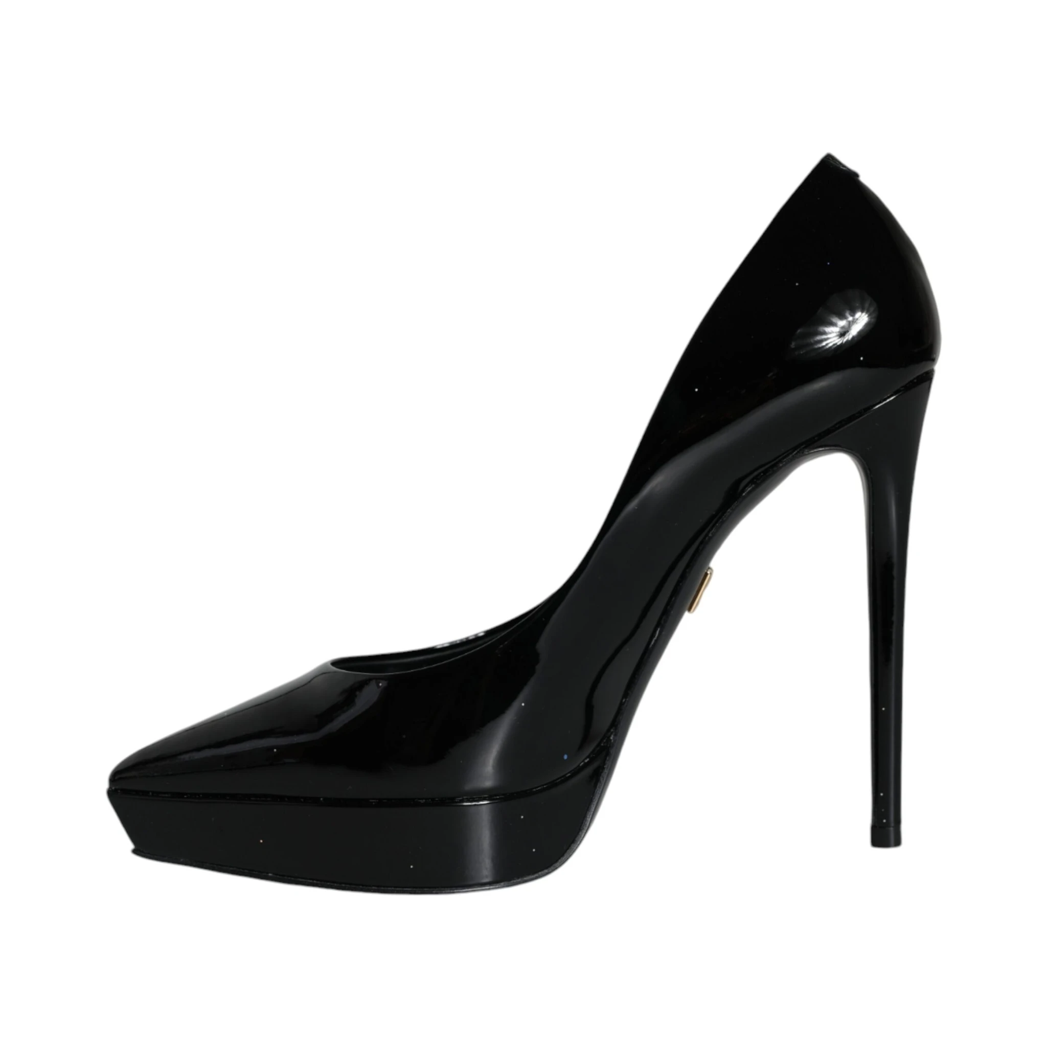 Black Leather Platform Heels Pumps Shoes