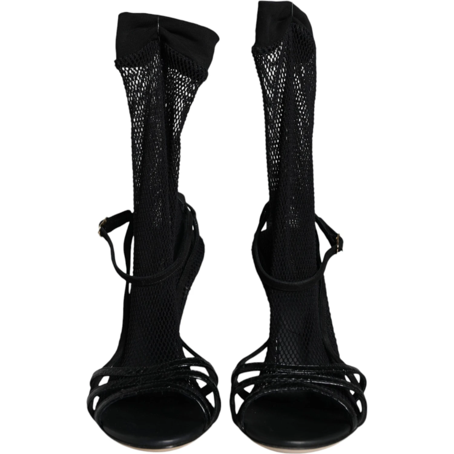 Black Mesh Stiletto Heels Sandals Shoes