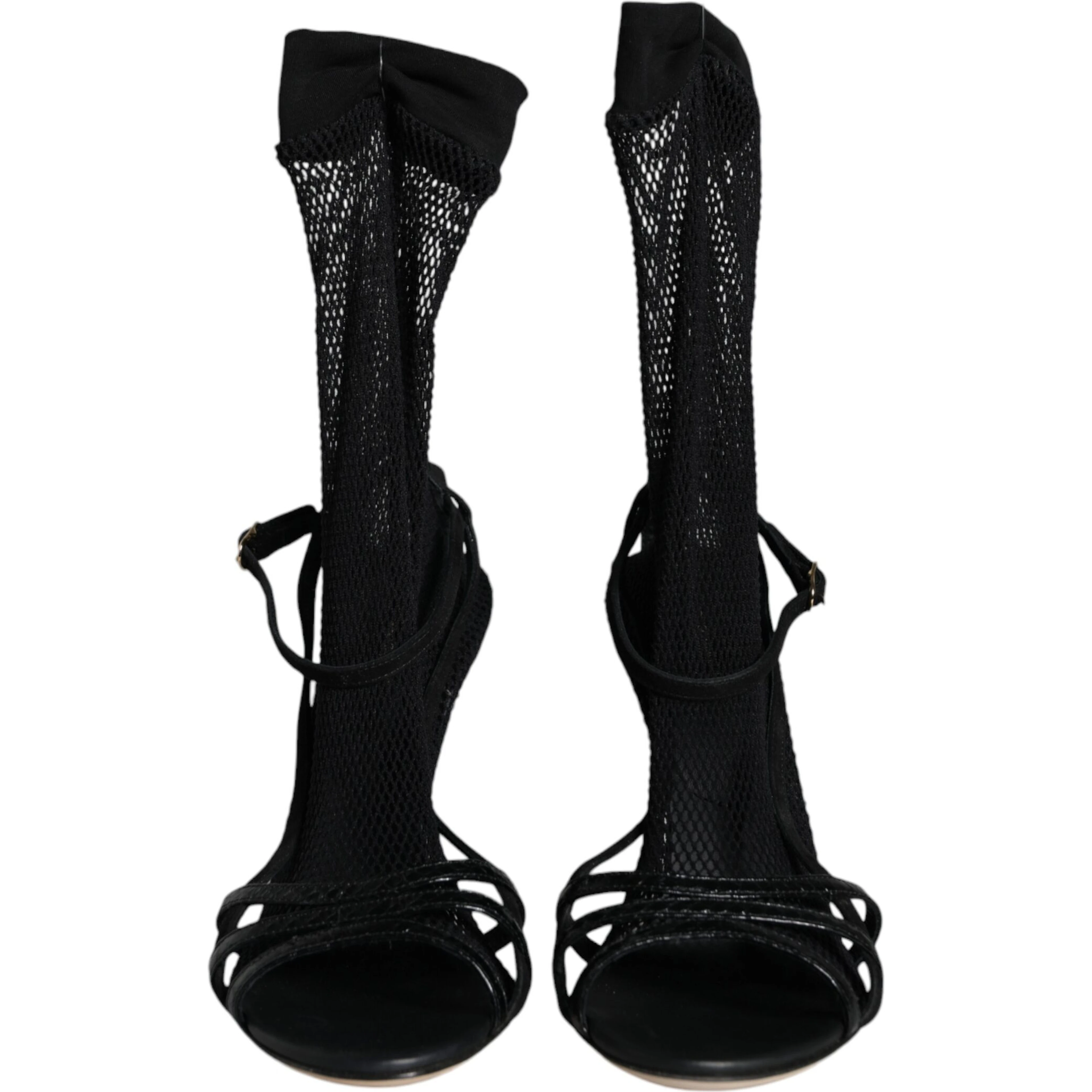 Black Mesh Stiletto Heels Sandals Shoes