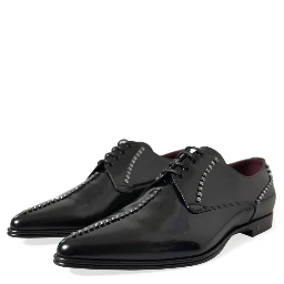 Black Leather Crystal Dress Formal Shoes