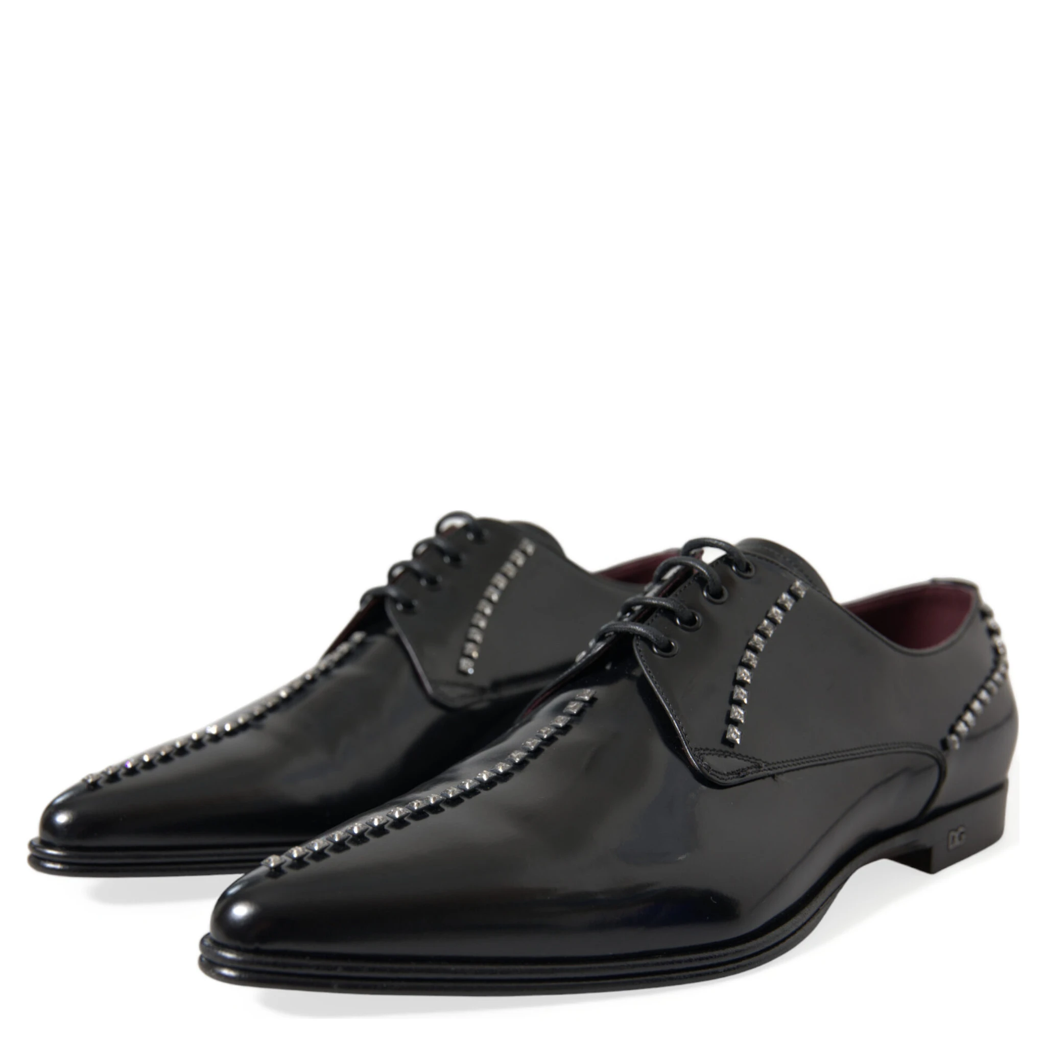Black Leather Crystal Dress Formal Shoes