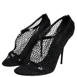 Black Mesh Leather Heels Keira Sandals Shoes