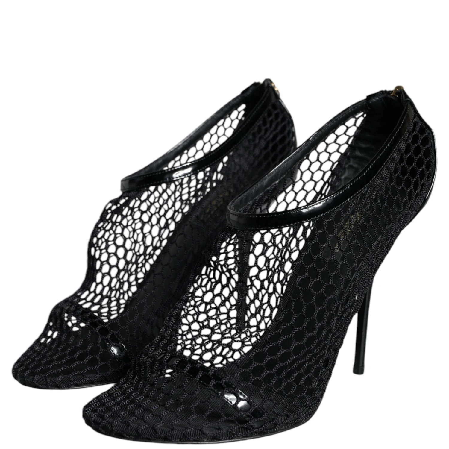 Black Mesh Leather Heels Keira Sandals Shoes