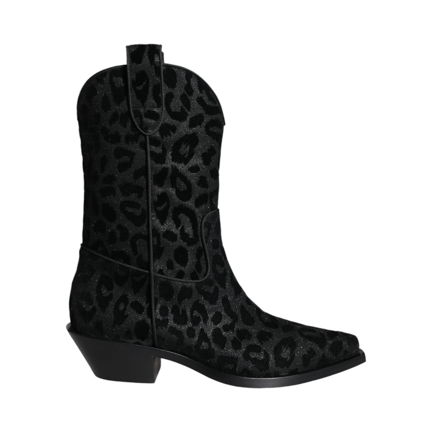 Black Gray Leopard Cowboy Boots Shoes