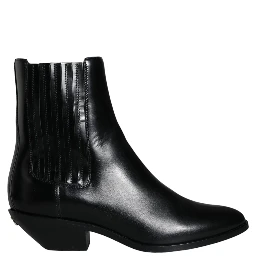 Black Leather Ankle Boots Booties Shoes