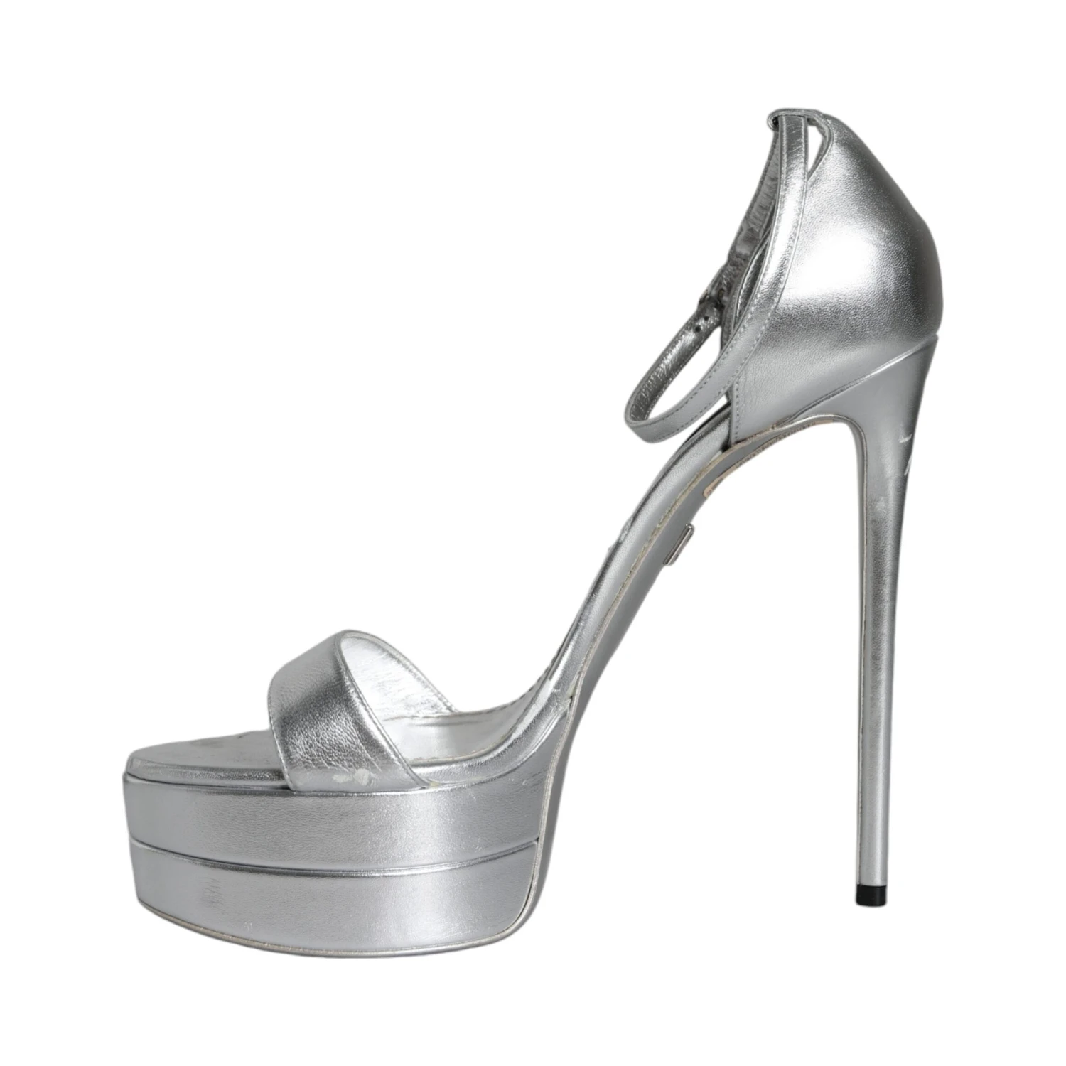 Silver KEIRA Heels Ankle Strap Sandals Shoes