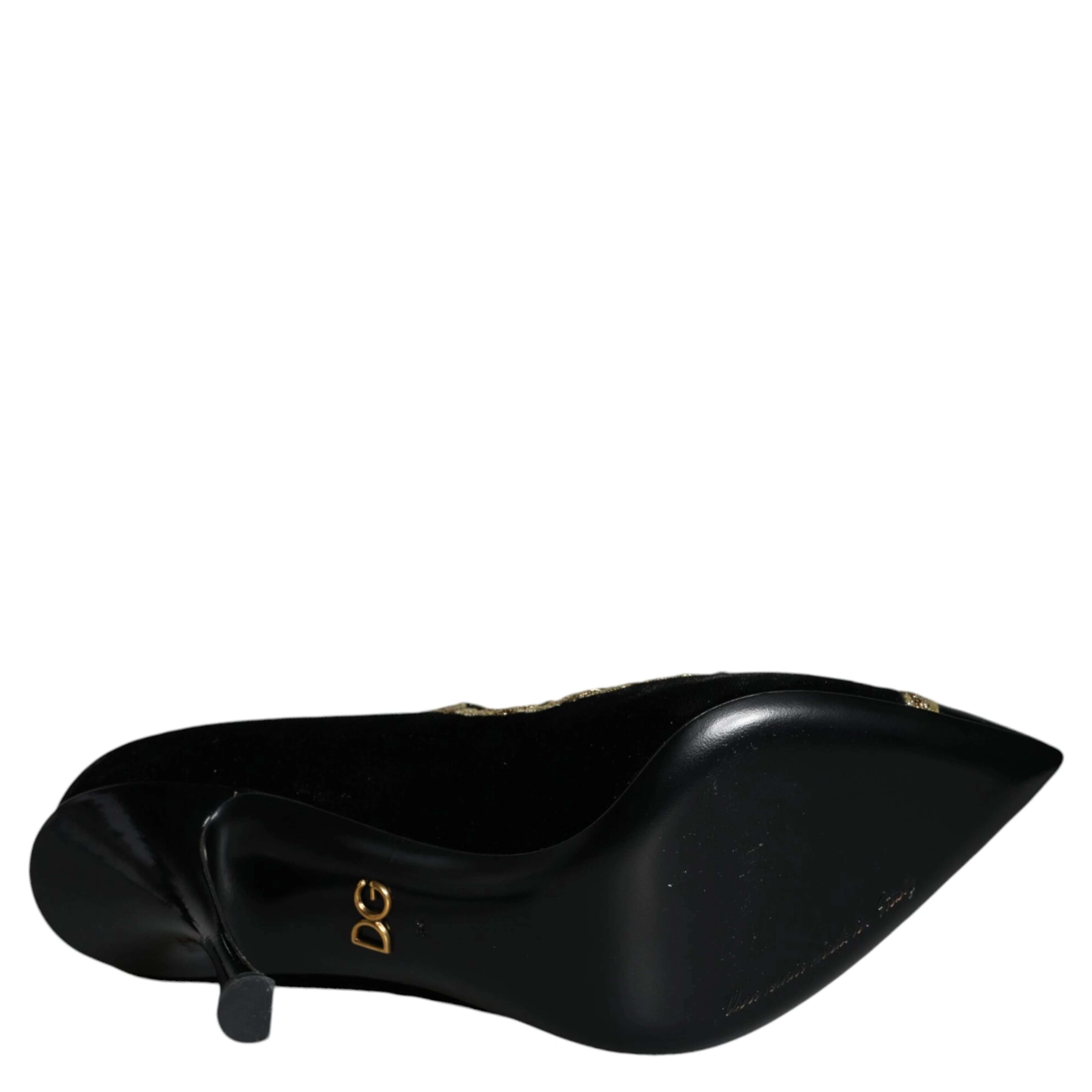 Black Mary Janes Velvet Gold Pumps Shoes