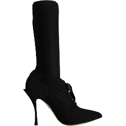 Black Stiletto Heels Mid Calf Boots Shoes