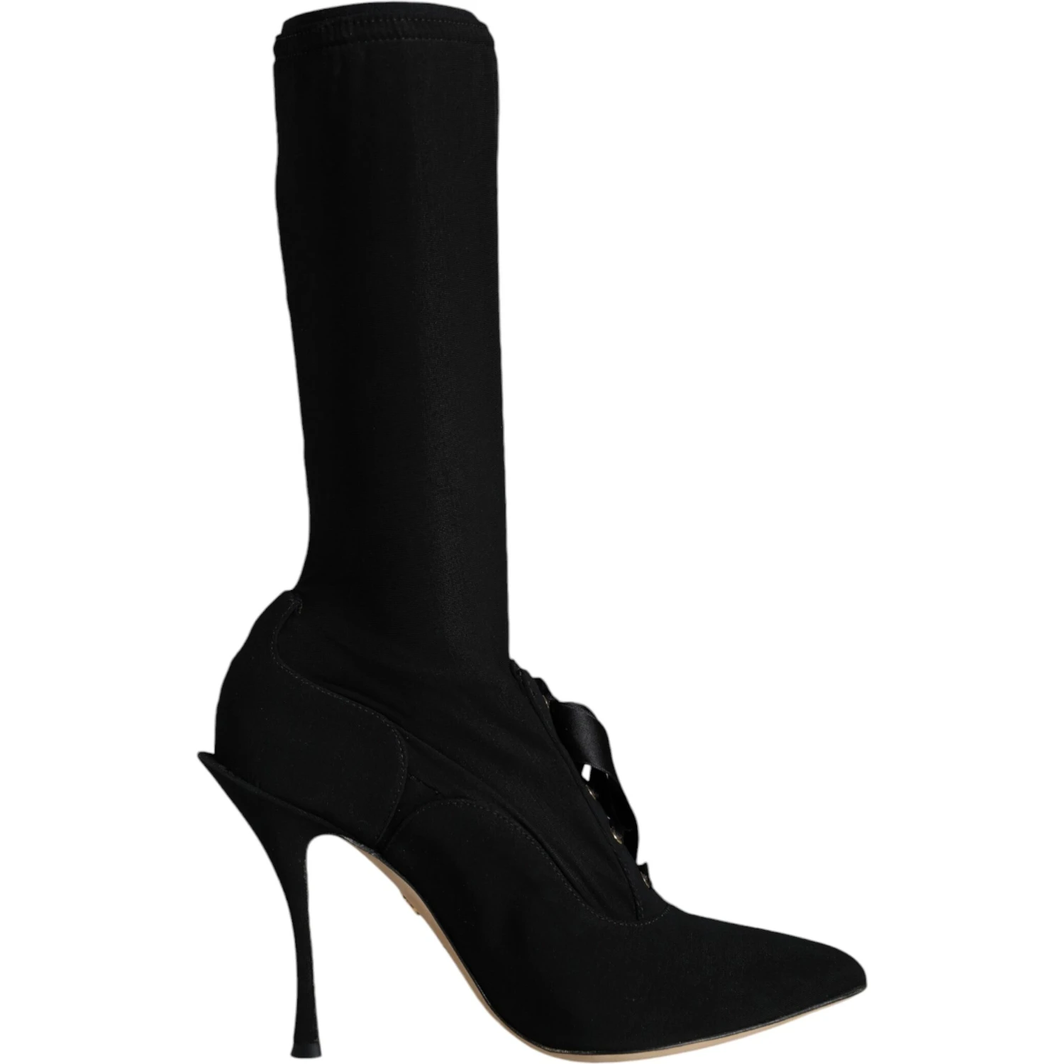 Black Stiletto Heels Mid Calf Boots Shoes