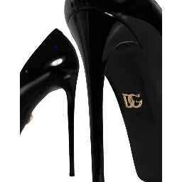 Black Leather Platform Heels Pumps Shoes