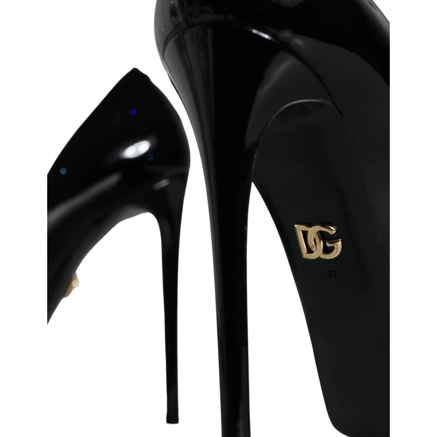 Black Leather Platform Heels Pumps Shoes