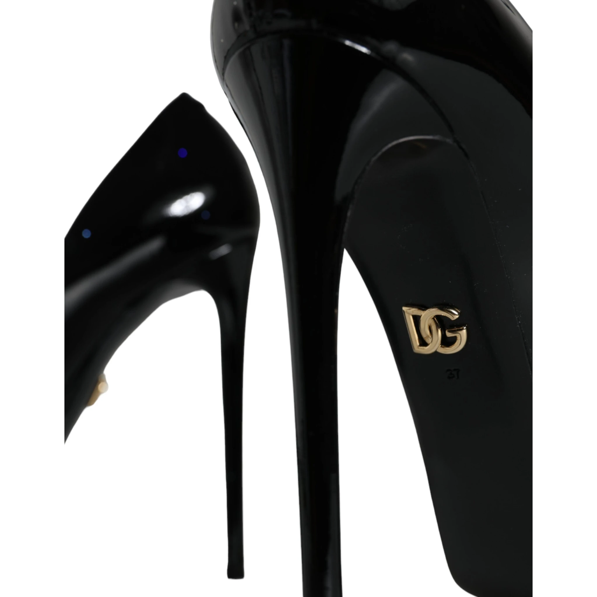 Black Leather Platform Heels Pumps Shoes