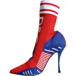 Red Blue Stretch Sock Style Ankle Boots Logo Shoes