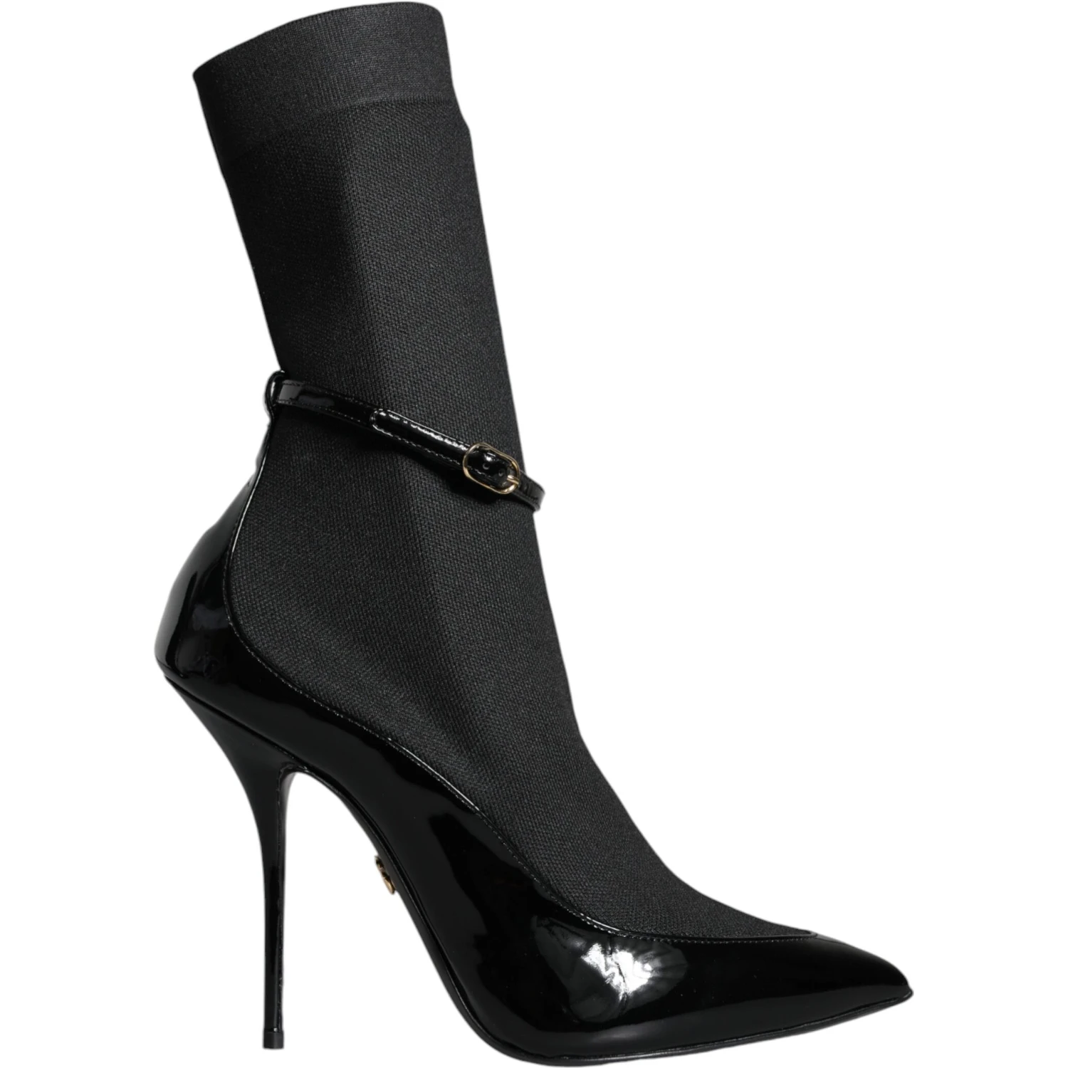 Black Leather Stilettos Booties Socks Shoes
