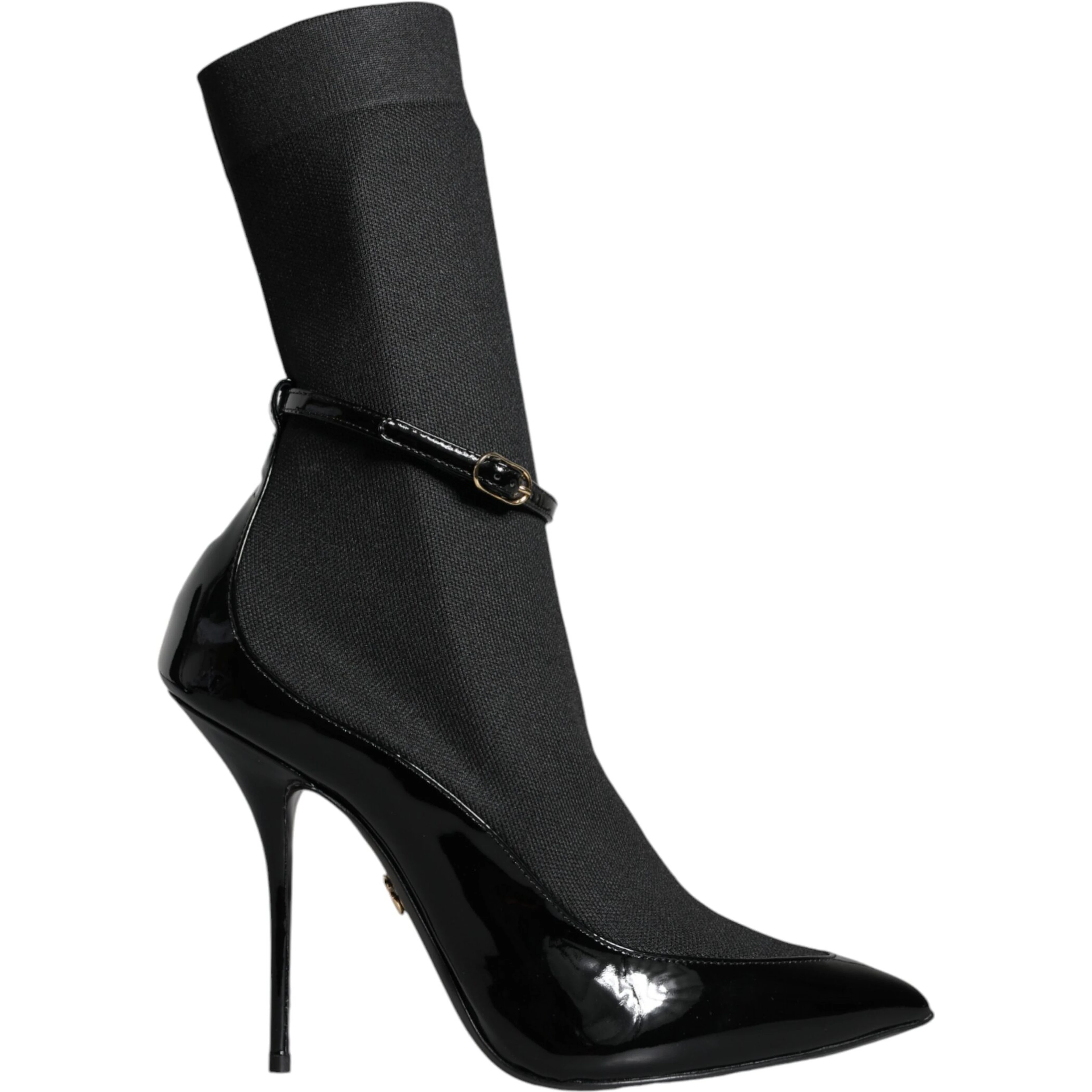 Black Leather Stilettos Booties Socks Shoes