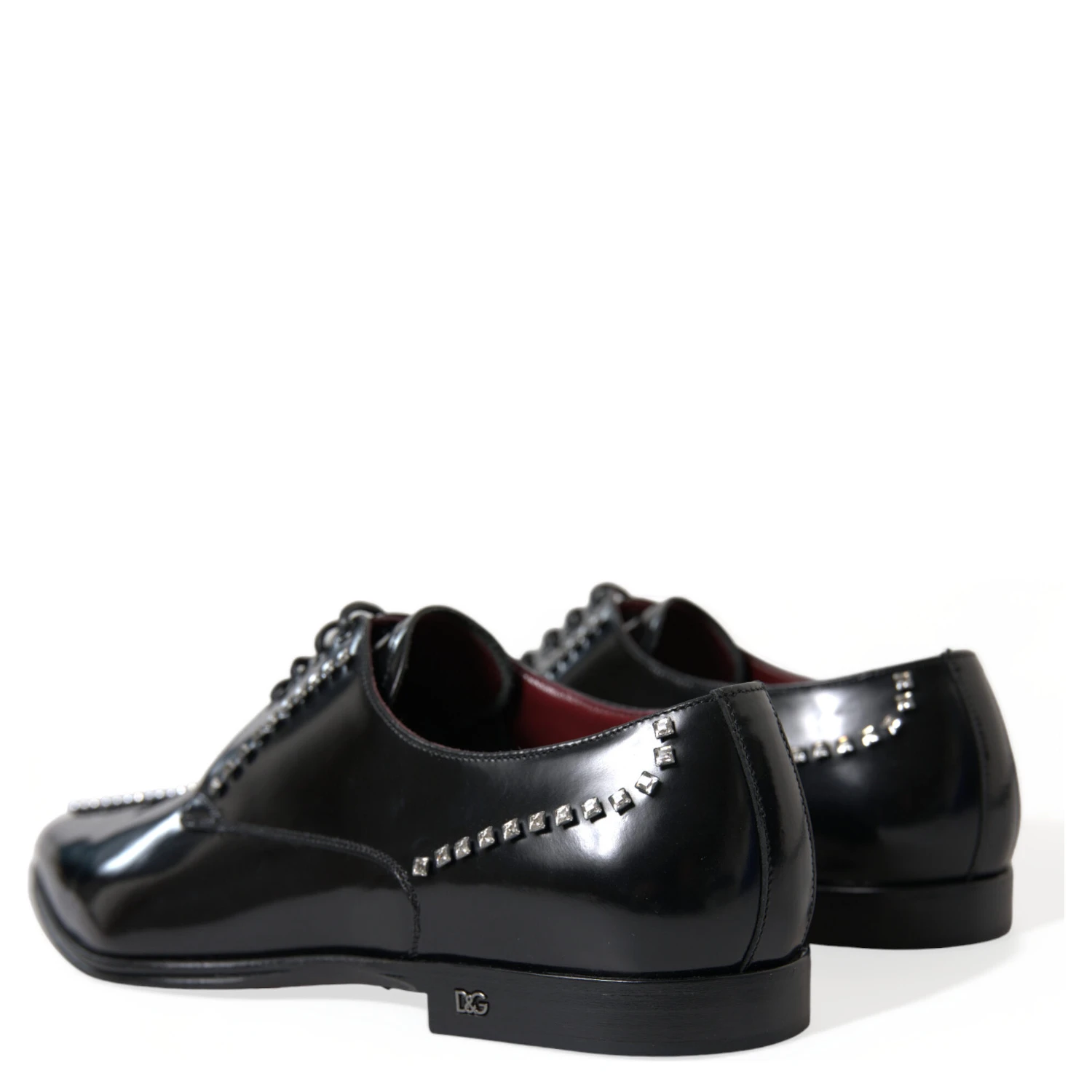 Black Leather Crystal Dress Formal Shoes