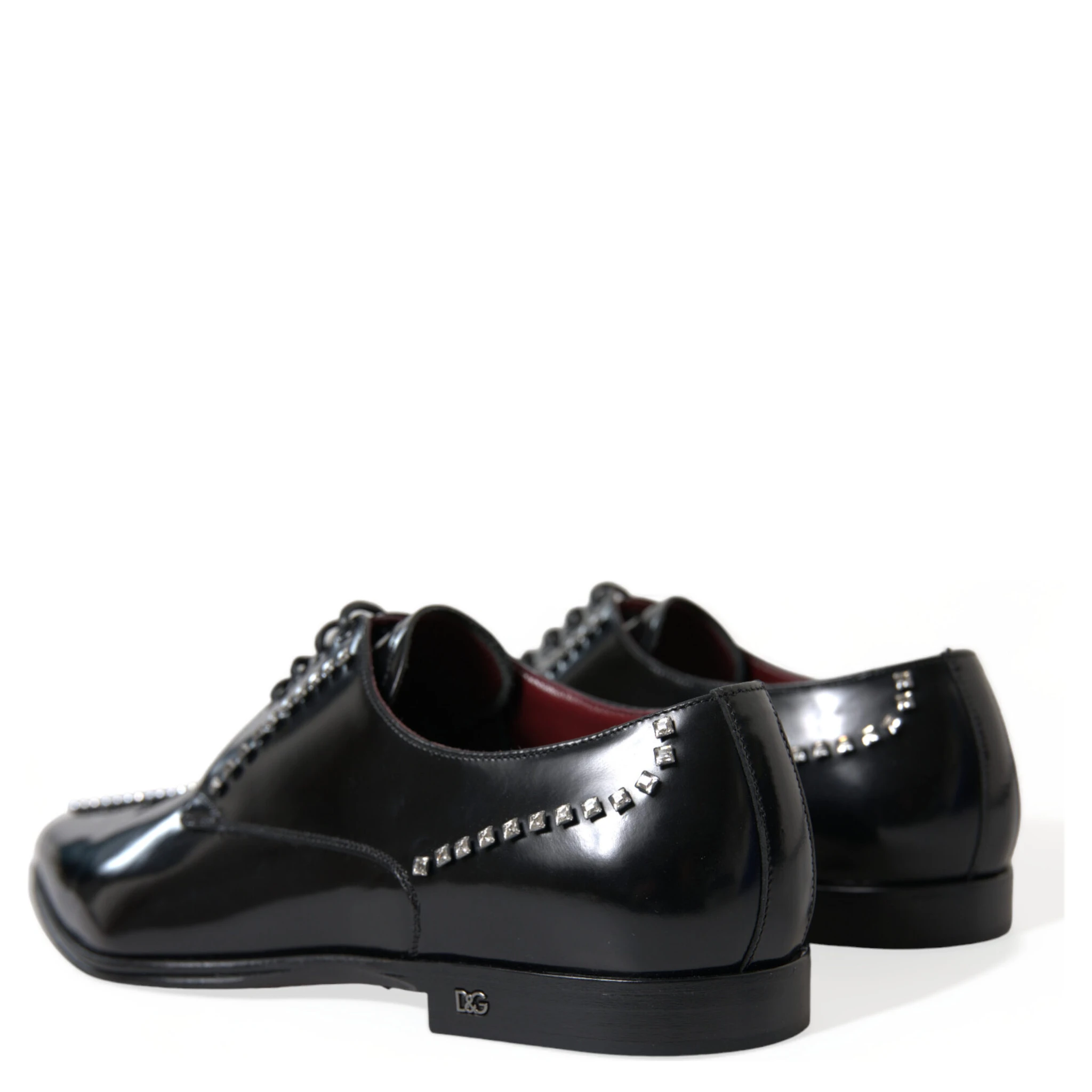 Black Leather Crystal Dress Formal Shoes