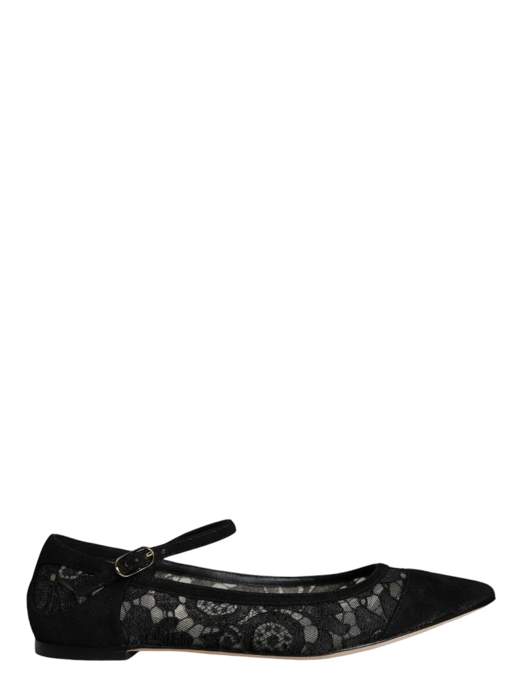 Black Taormina Lace Bellucci Flats Shoes