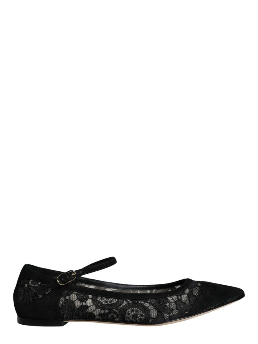 Black Taormina Lace Bellucci Flats Shoes