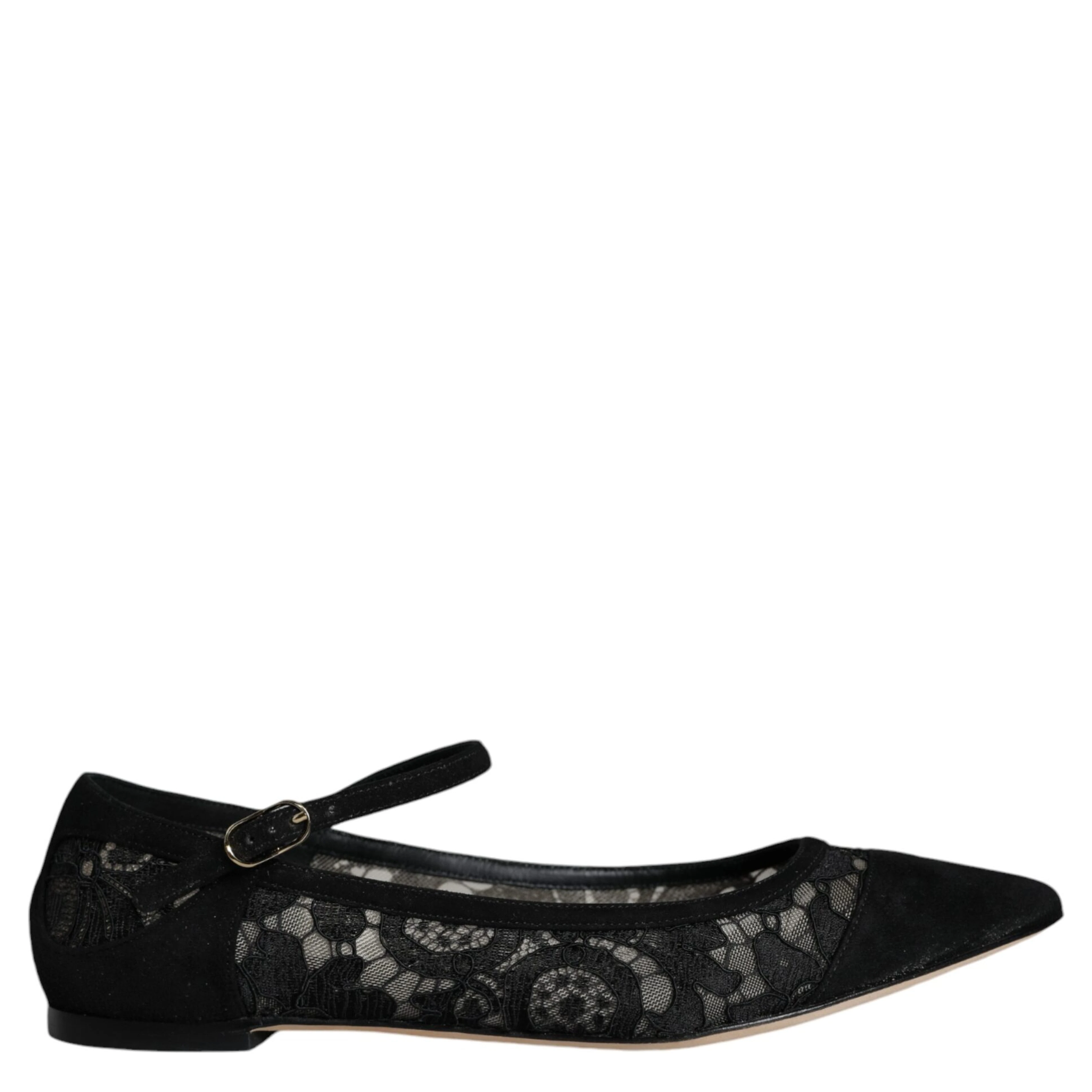 Black Taormina Lace Bellucci Flats Shoes