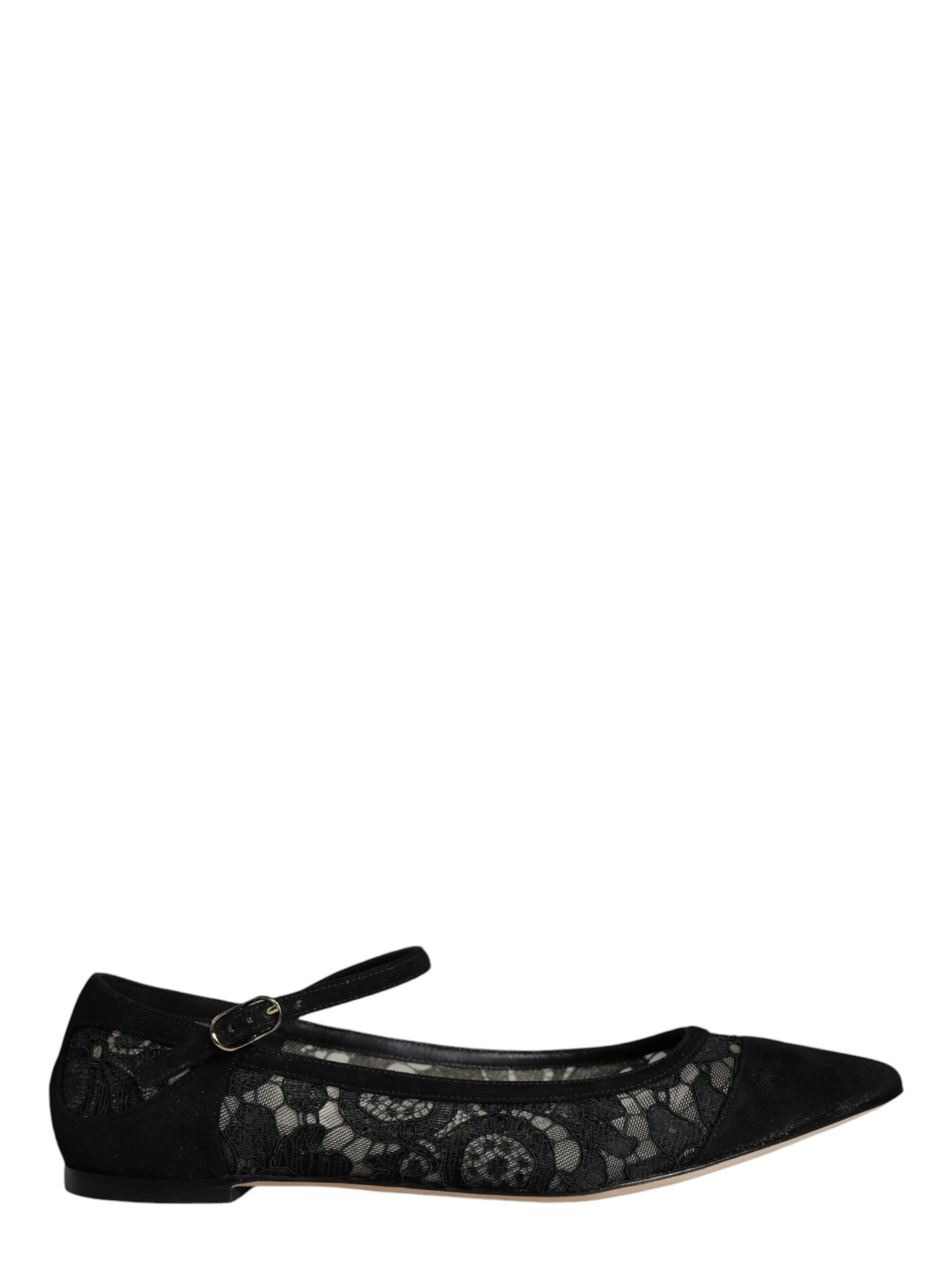 Black Taormina Lace Bellucci Flats Shoes