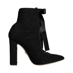 Black Jersey Stretch Ankle Booties Shoes