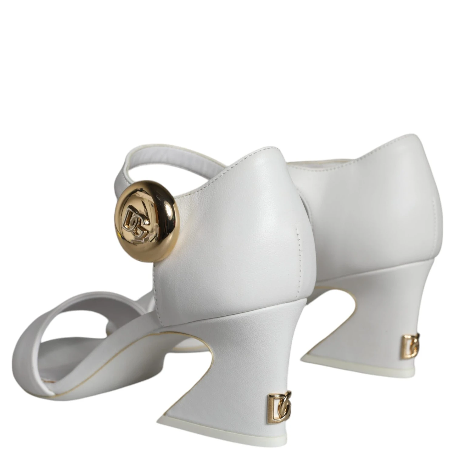 White Leather Heels Keira Sandals Shoes
