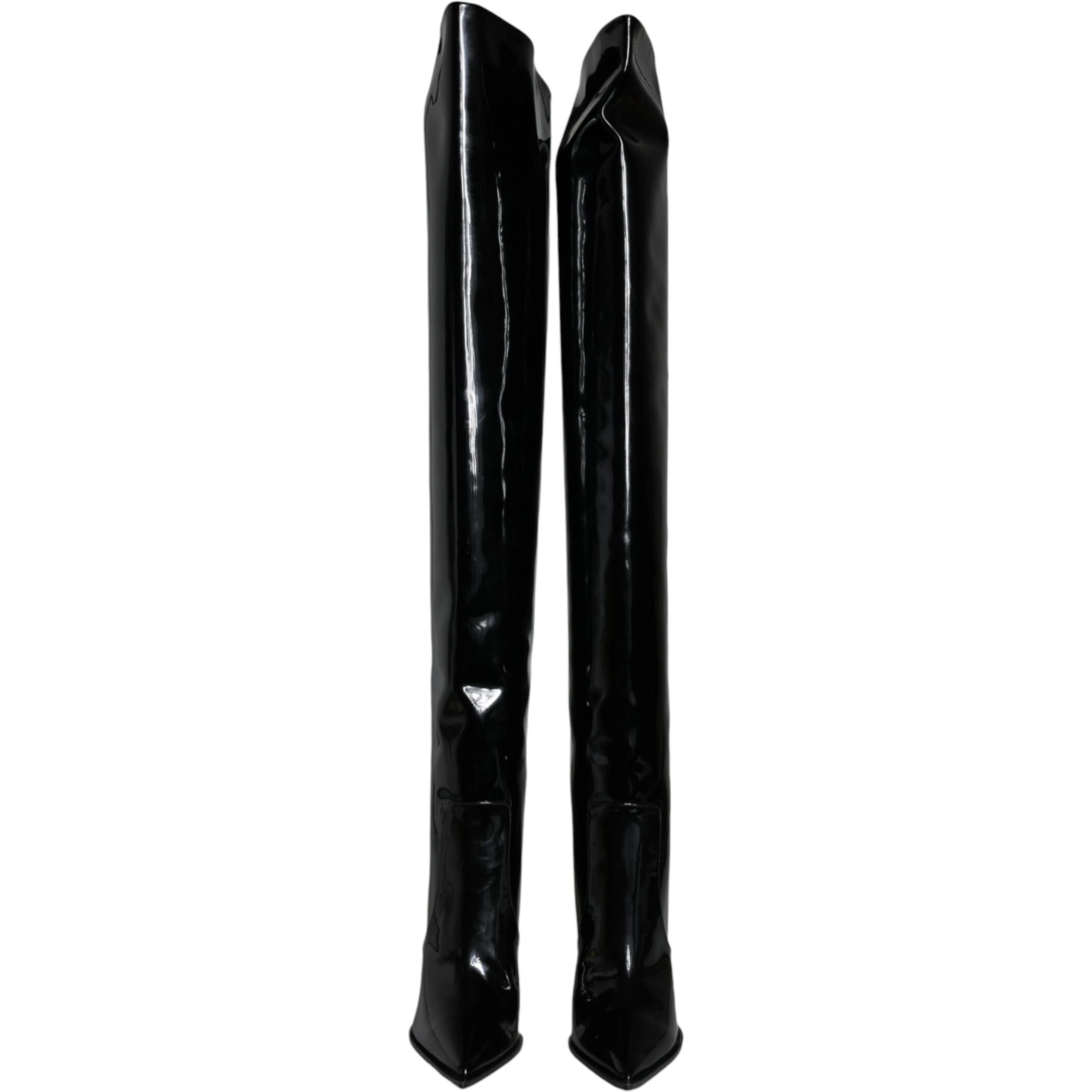 Black Patent Leather Knee High Boots Shoes