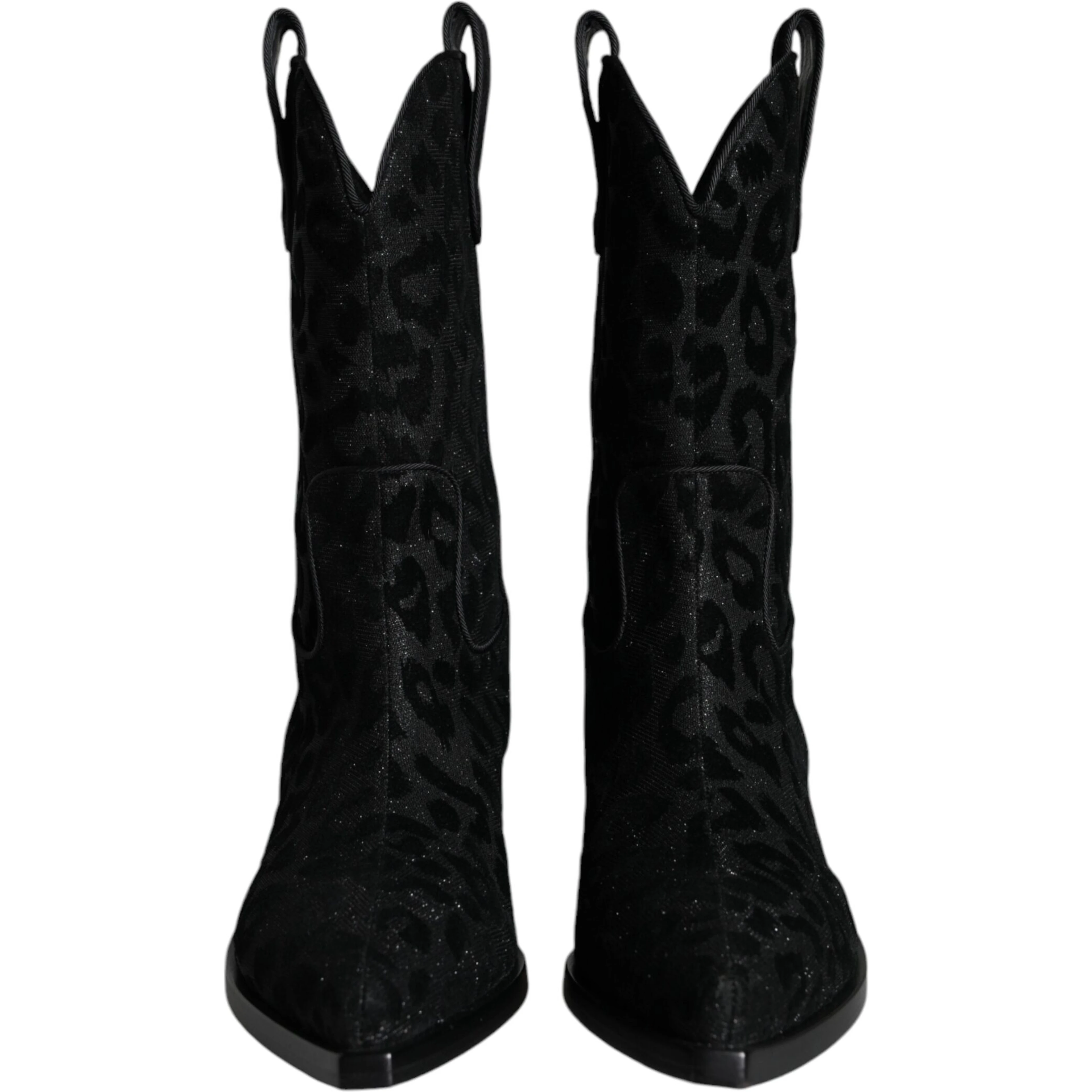 Black Gray Leopard Cowboy Boots Shoes
