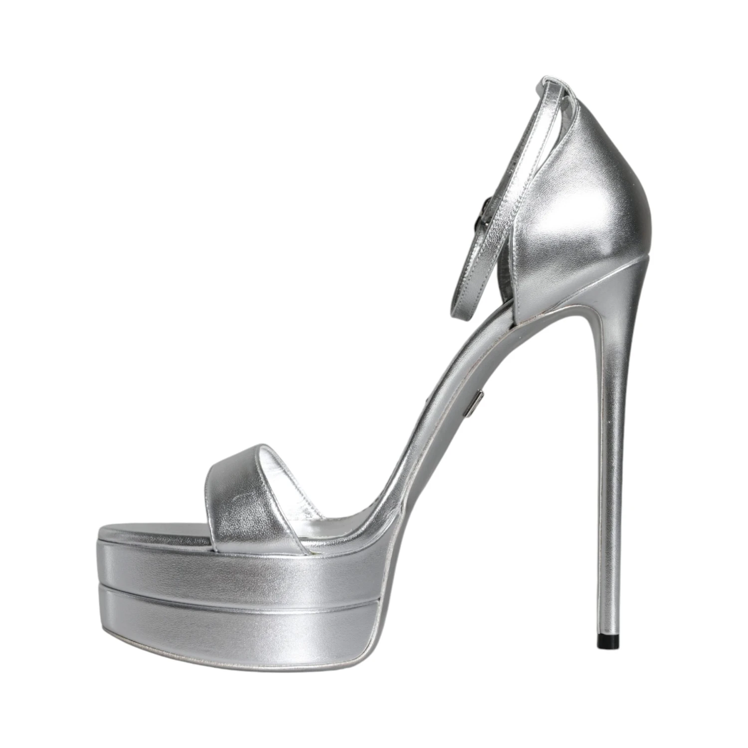 Silver Leather Platform Keira Sandals Shoes