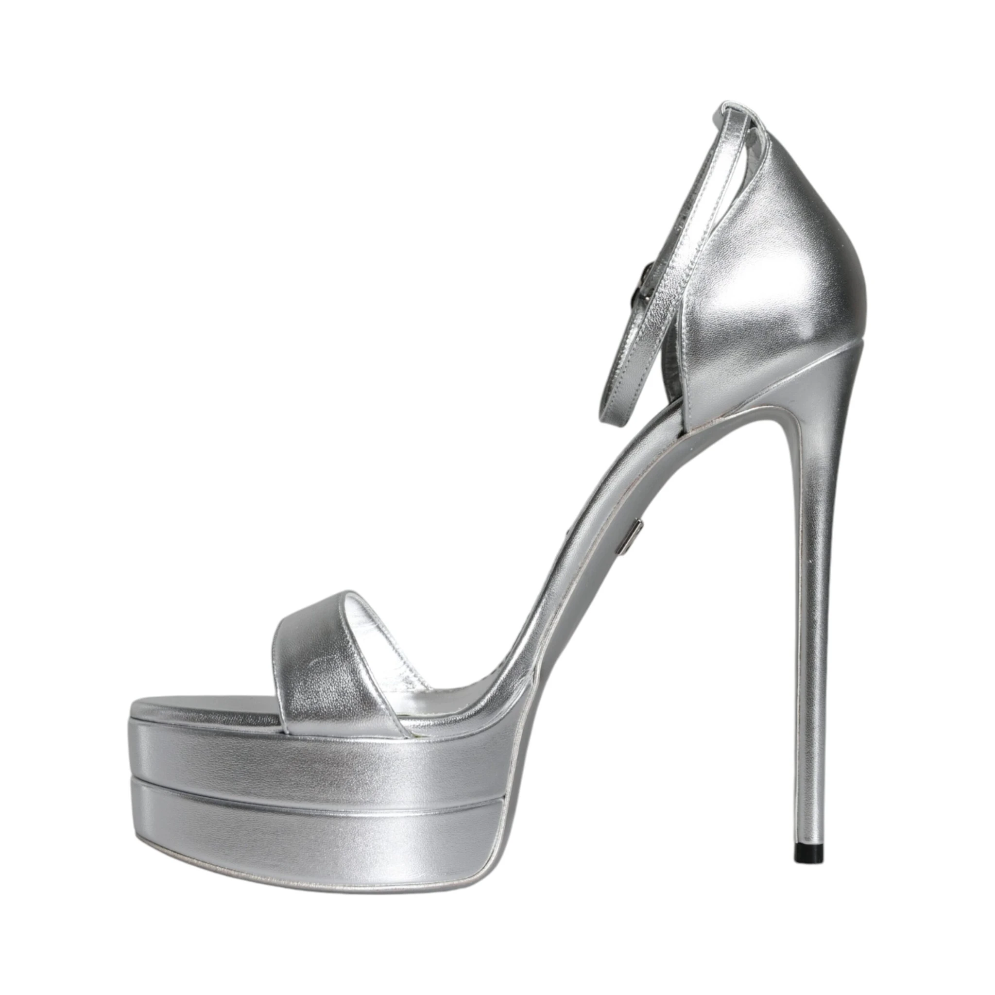 Silver Leather Platform Keira Sandals Shoes