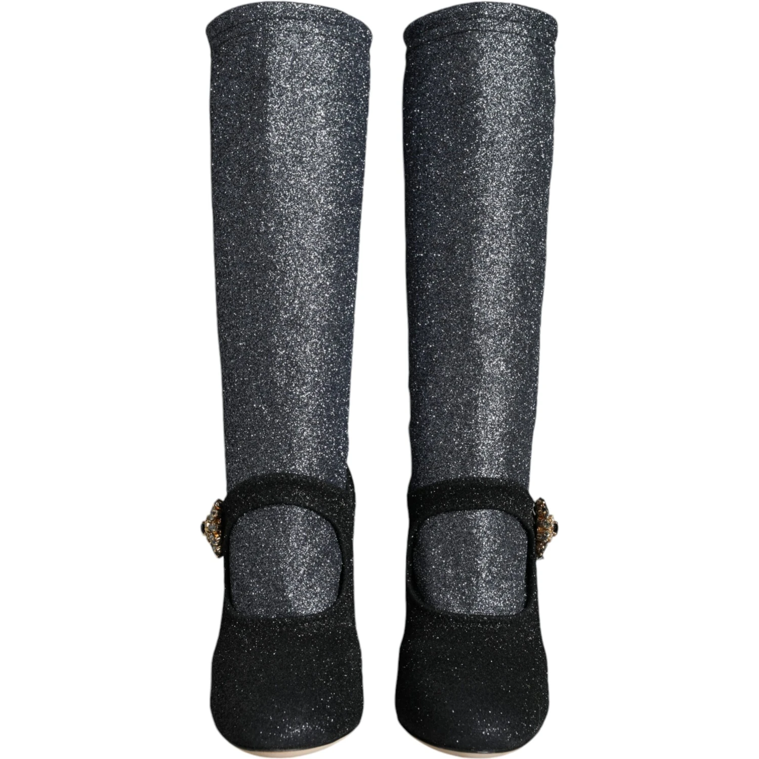 Black Crystal Mary Janes Booties Shoes