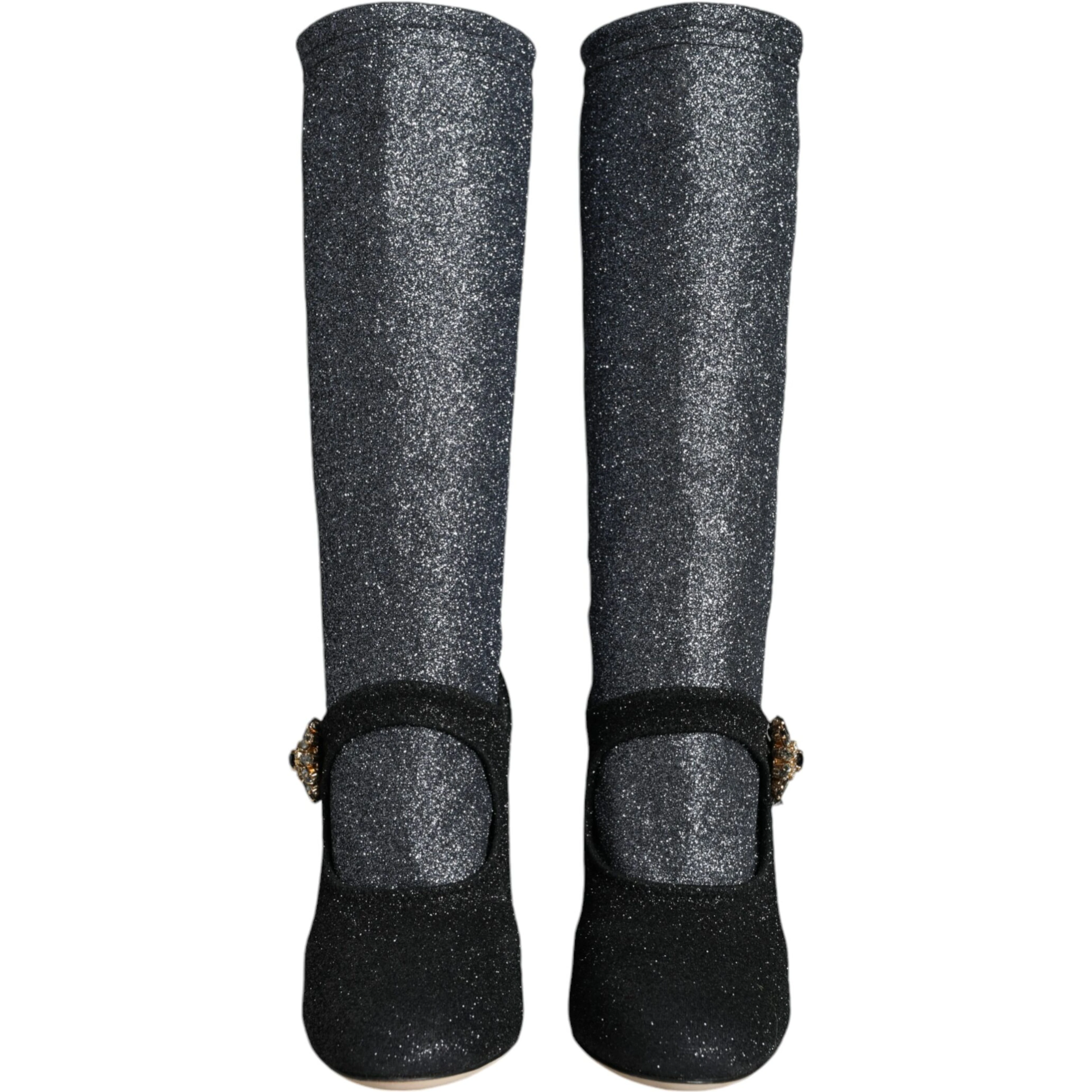 Black Crystal Mary Janes Booties Shoes