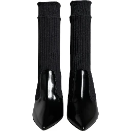 Black Stretch Stilettos Booties Socks Shoes