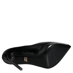 Black Leather Platform Heels Pumps Shoes